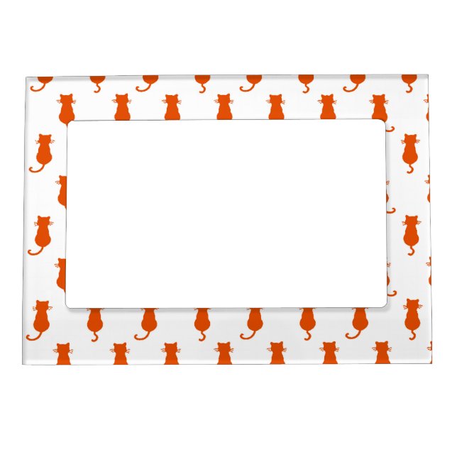 Ginger Cat Isolated on White Polka Dot Pattern Magnetic Frame (Front)