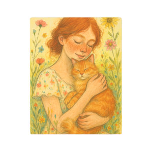 Ginger Cat Mom Orange Tabby Cats Metal Print