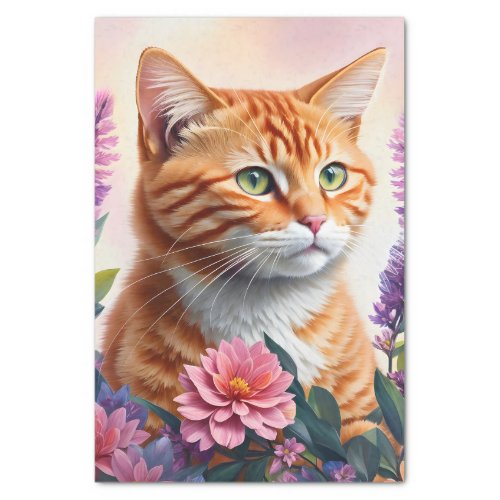 Ginger Cat Multicolor Floral Art Tissue Paper