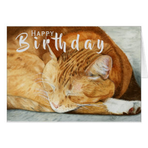 Ginger Cat Pet Lover Birthday Greeting Card