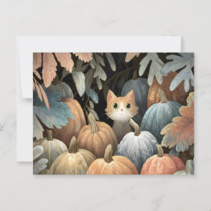 Ginger Cat Pumpkin Patch Postcard