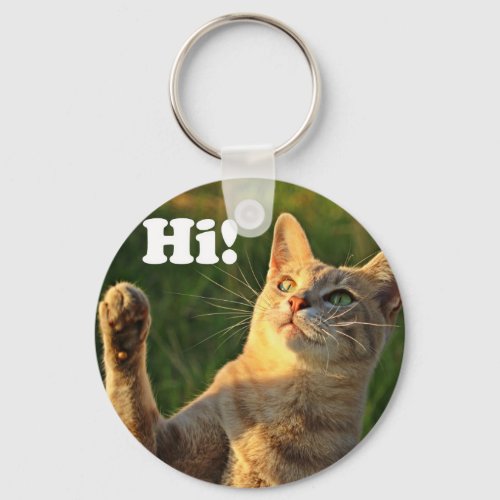 Ginger Cat Saying Hi Keychain