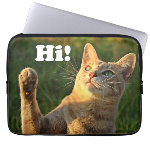 Ginger Cat Saying Hi Laptop Sleeve