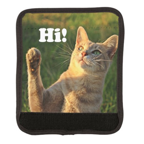 Ginger Cat Saying Hi Luggage Handle Wrap