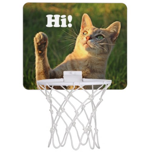 Ginger Cat Saying Hi Mini Basketball Hoop