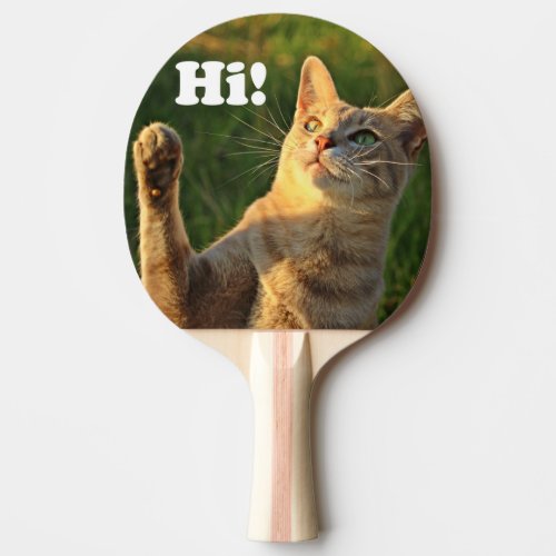 Ginger Cat Saying Hi Ping Pong Paddle