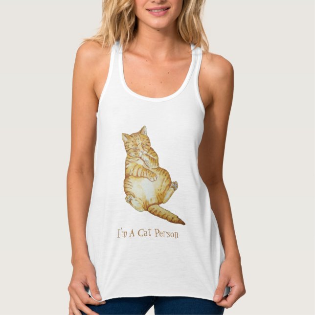 ginger cat sleeping cute kitten with cat slogan tank top (Front)