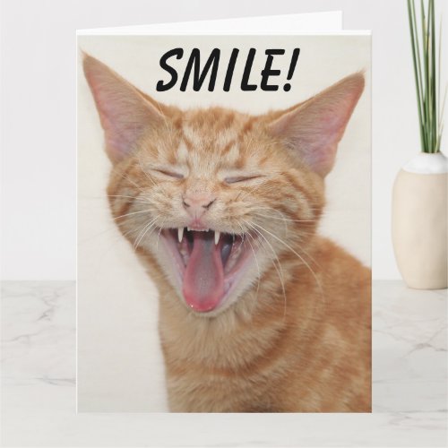 GINGER CAT SMILING THINKING OF YOU Greeting Cards