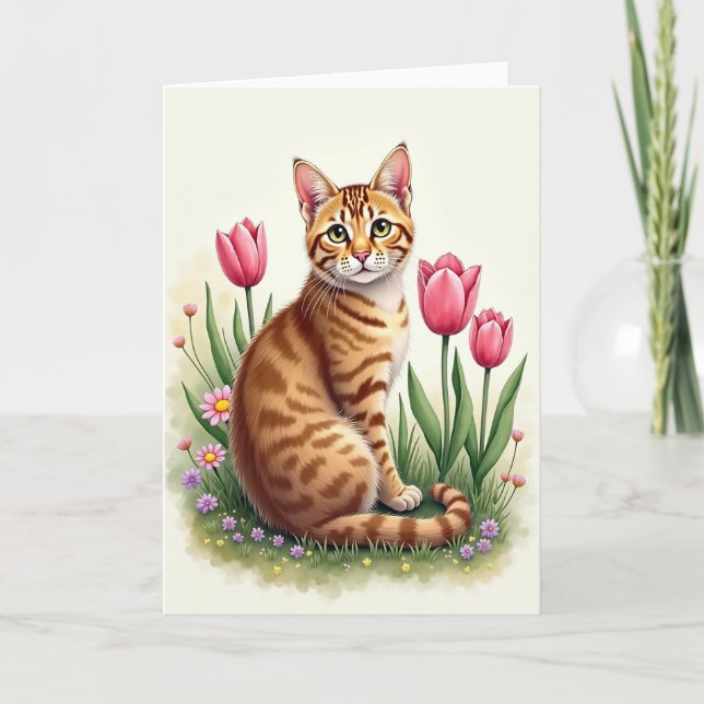 Ginger Cat Spring Card (Front)