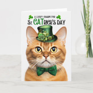 Ginger Cat St CATrick's Day Lucky Charm Holiday Card