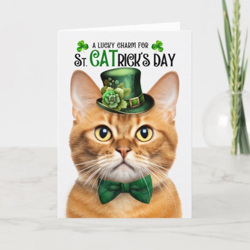 Ginger Cat St CATricks Day Lucky Charm Holiday Card