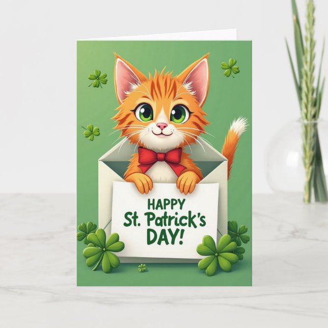 Ginger Cat St Patricks Day Card (Front)