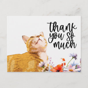 Ginger Cat Thank you card cat is looking up