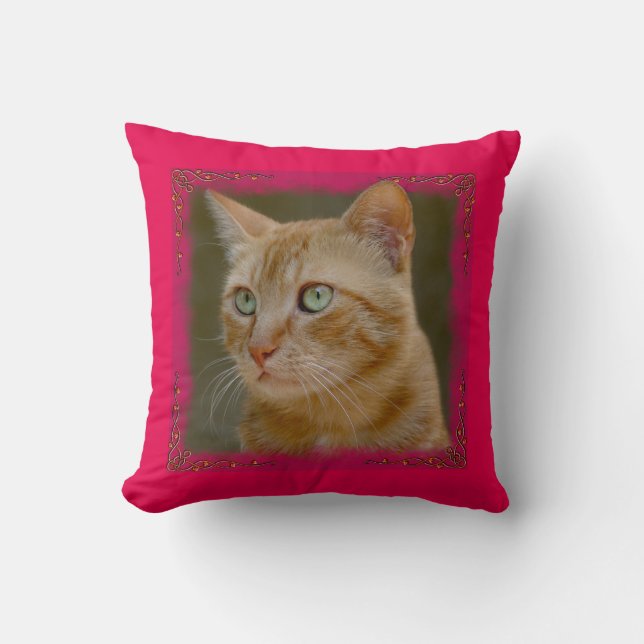 Ginger Cat Throw Pillow (Front)