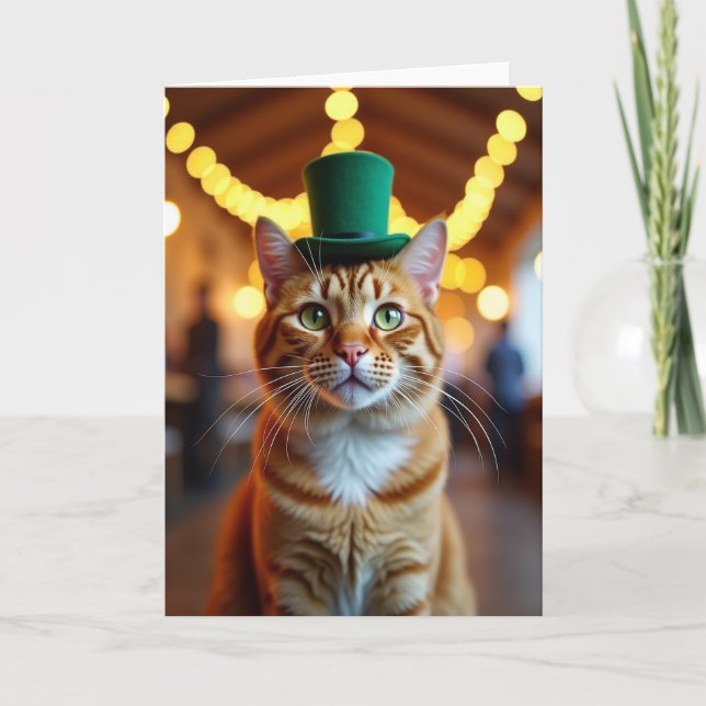 Ginger Cat Top Hat Photo Card (Front)