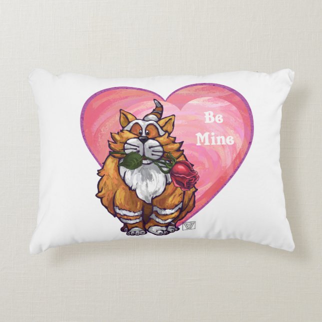 Ginger Cat Valentine's Day Accent Pillow (Front)