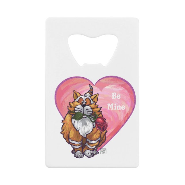 Ginger Cat Valentine's Day Credit Card Bottle Opener (Front)