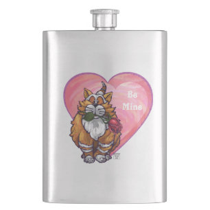 Ginger Cat Valentine's Day Hip Flask