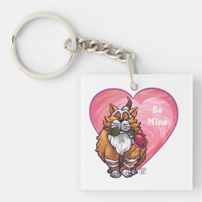Ginger Cat Valentine's Day Keychain (Front)
