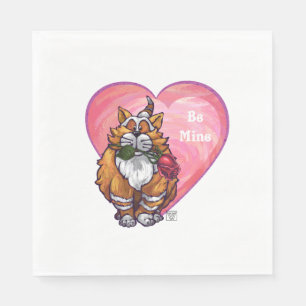 Ginger Cat Valentine's Day Paper Napkins