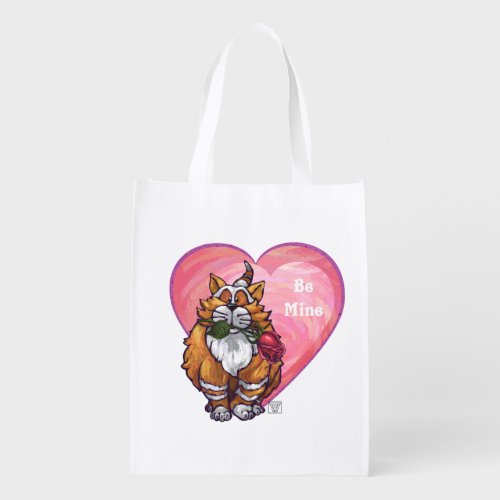Ginger Cat Valentines Day Reusable Grocery Bag