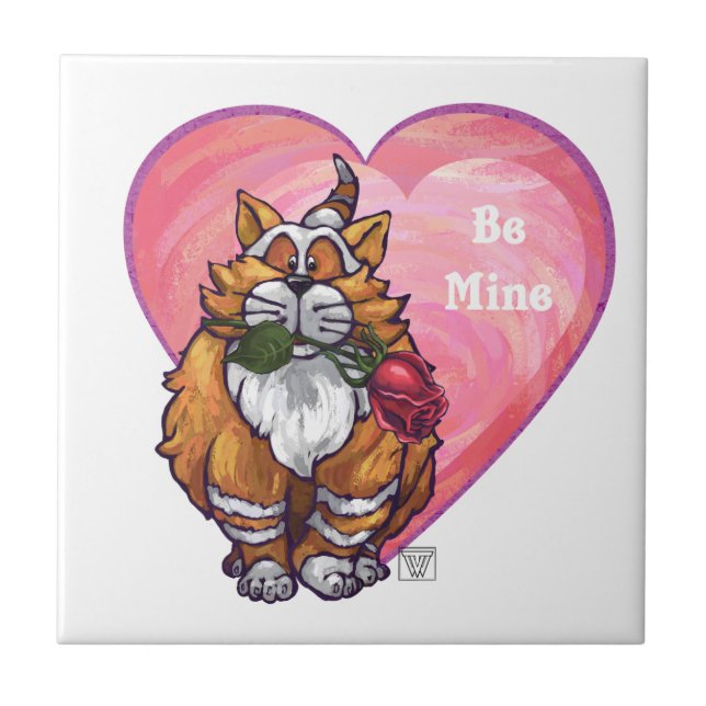 Ginger Cat Valentine's Day Tile (Front)
