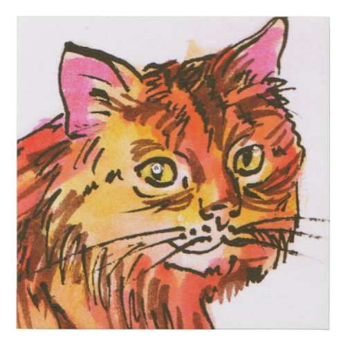 Ginger Cat watercolor original artwork Faux Canvas Print