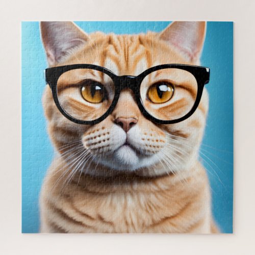 Ginger Cat Wearing Glasses Jigsaw Puzzle