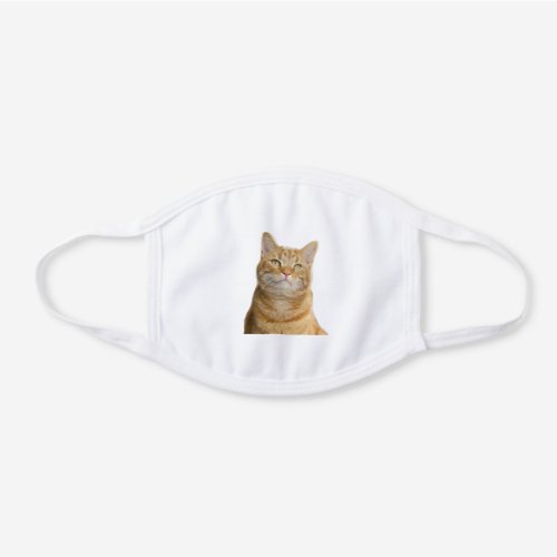 Ginger cat white cotton face mask