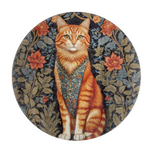 Ginger Cat William Morris Inspired Floral Cutting Board