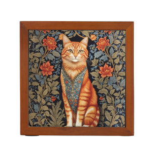 Ginger Cat William Morris Inspired Floral Desk Organizer