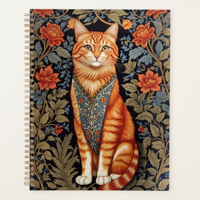 Ginger Cat William Morris Inspired Floral Planner (Front)