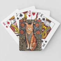 Ginger Cat William Morris Inspired Floral Playing Cards