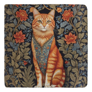 Ginger Cat William Morris Inspired Floral Trivet
