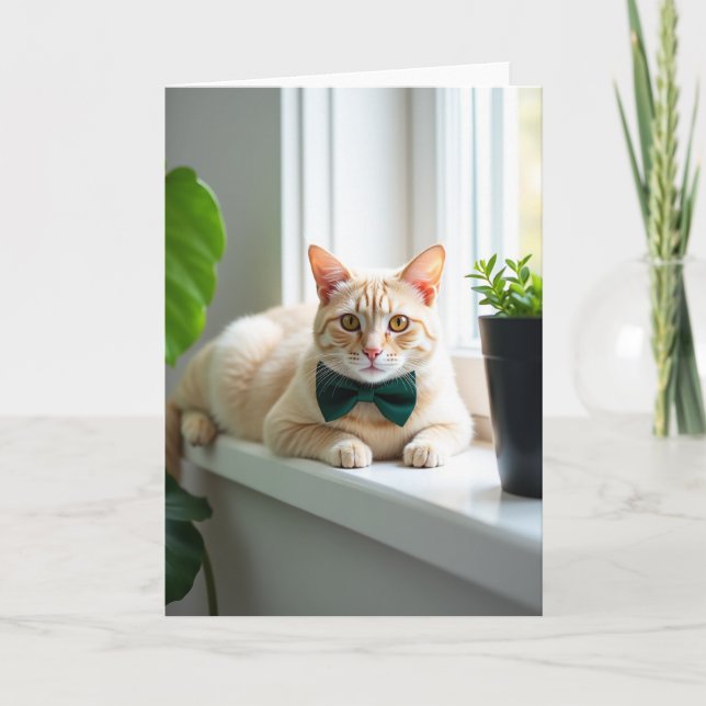 Ginger Cat Window Sill Photo Card (Front)