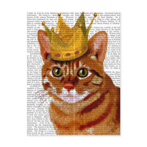 Ginger Cat with Crown Portrai Postcard