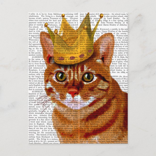 Ginger Cat with Crown Portrai Postcard (Front)