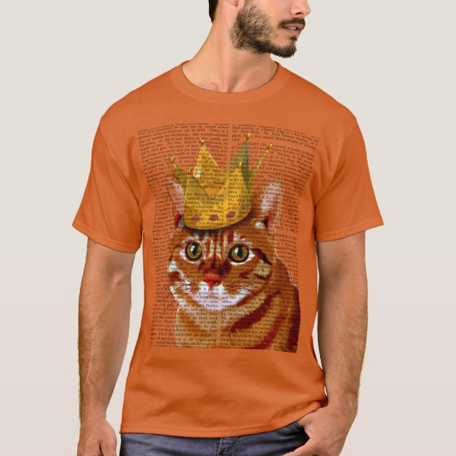 Ginger Cat with Crown Portrai T-Shirt (Front)