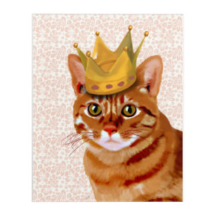 Ginger Cat with Crown Portrait Acrylic Print