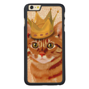 Ginger Cat with Crown Portrait Carved Maple iPhone 6 Plus Slim Case