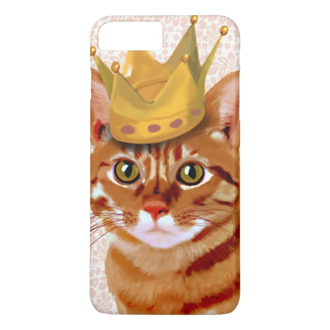 Ginger Cat with Crown Portrait Case-Mate iPhone Case (Back)