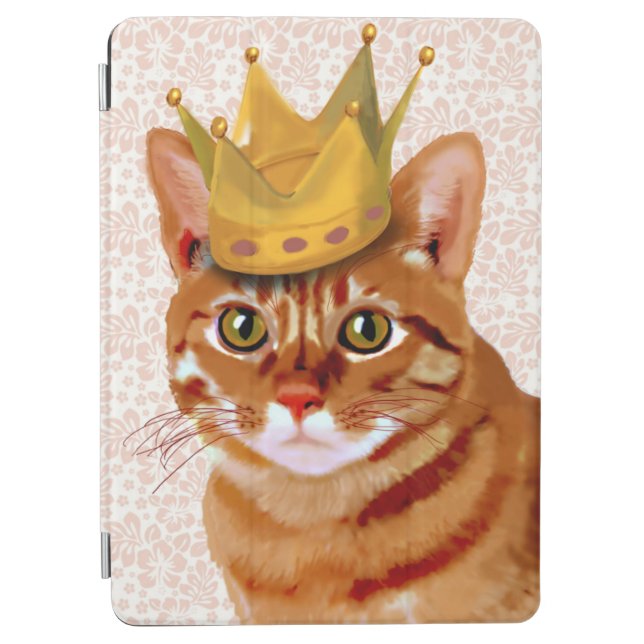 Ginger Cat with Crown Portrait iPad Air Cover (Front)