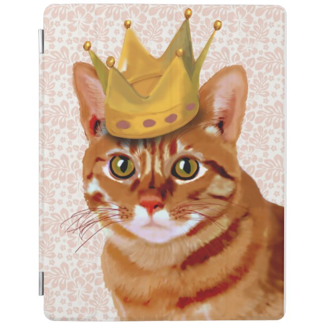 Ginger Cat with Crown Portrait iPad Air Cover (Front)