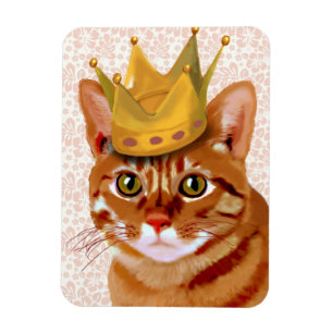 Ginger Cat with Crown Portrait Magnet