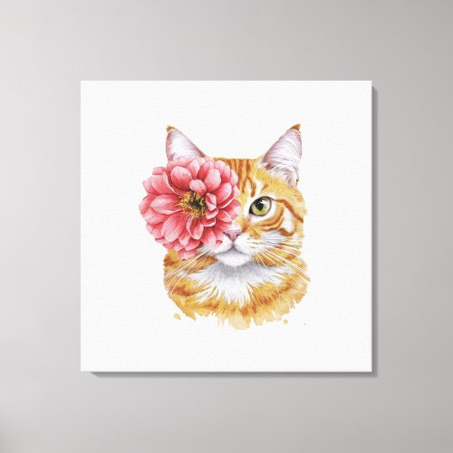 Ginger Cat with Flower Eye  Canvas Print