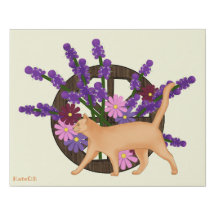 Ginger cat with flowers. Country life