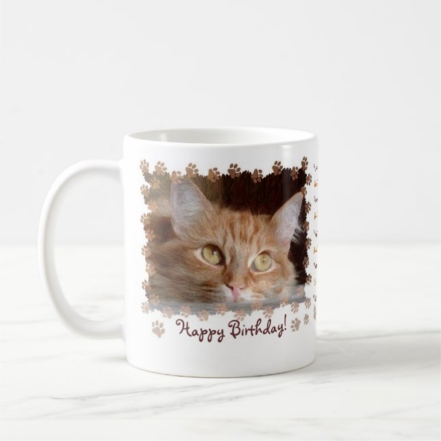 Ginger Cats Cat Kitten Happy Birhtday Mug (Left)