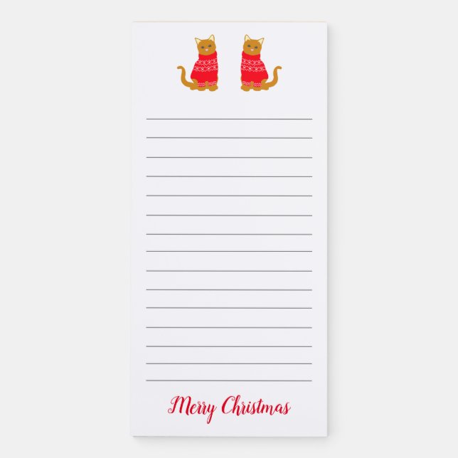Ginger Cats in Christmas Jumpers Funny Magnetic Notepad (Front)