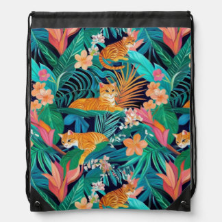 Ginger Cats in the Jungle Drawstring Bag