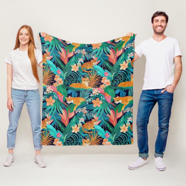 Ginger Cats in the Jungle Fleece Blanket (In Situ)